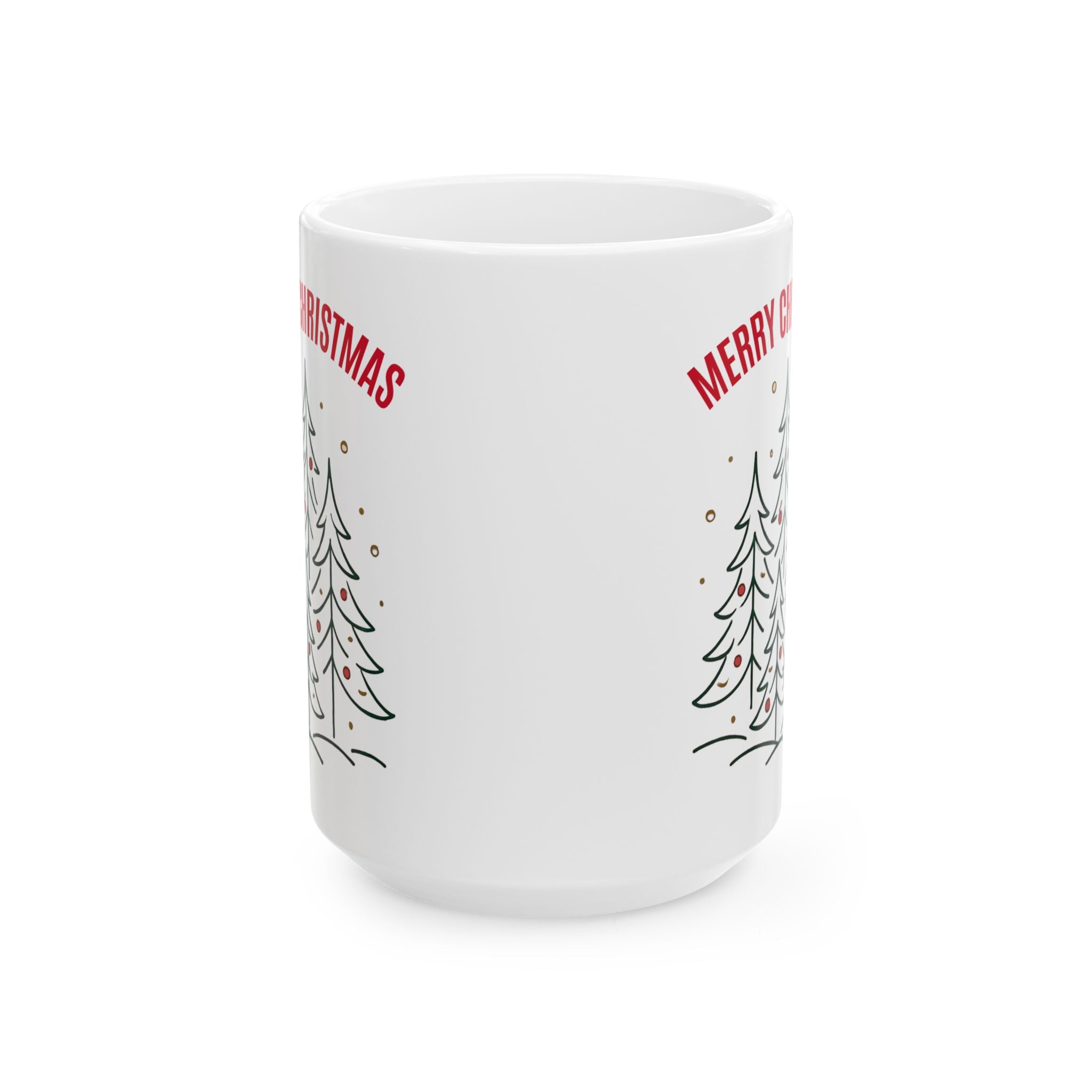 Merry Christmas Tree Ceramic Mug — Holiday 11oz & 15oz Coffee Cup
