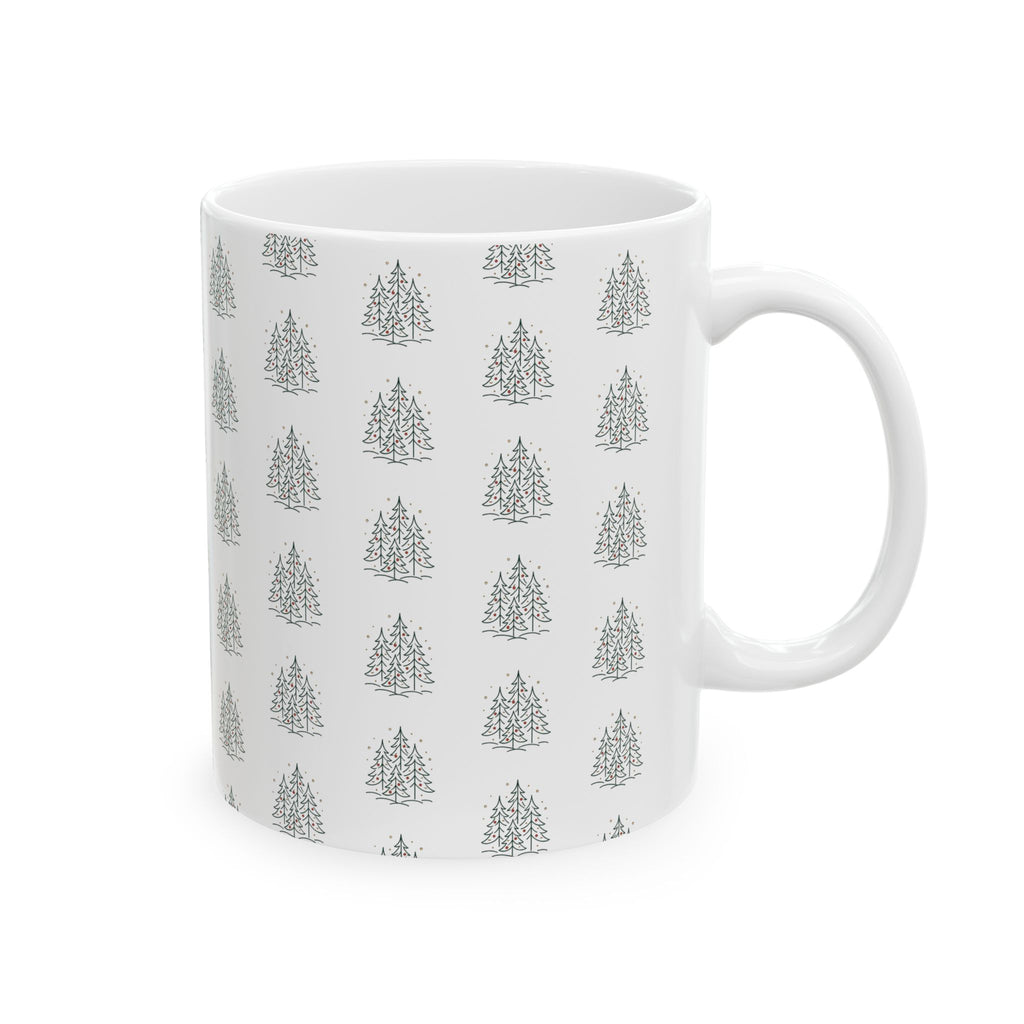 Christmas Tree Ceramic Mug – Minimal Holiday Coffee Mug (11oz & 15oz)