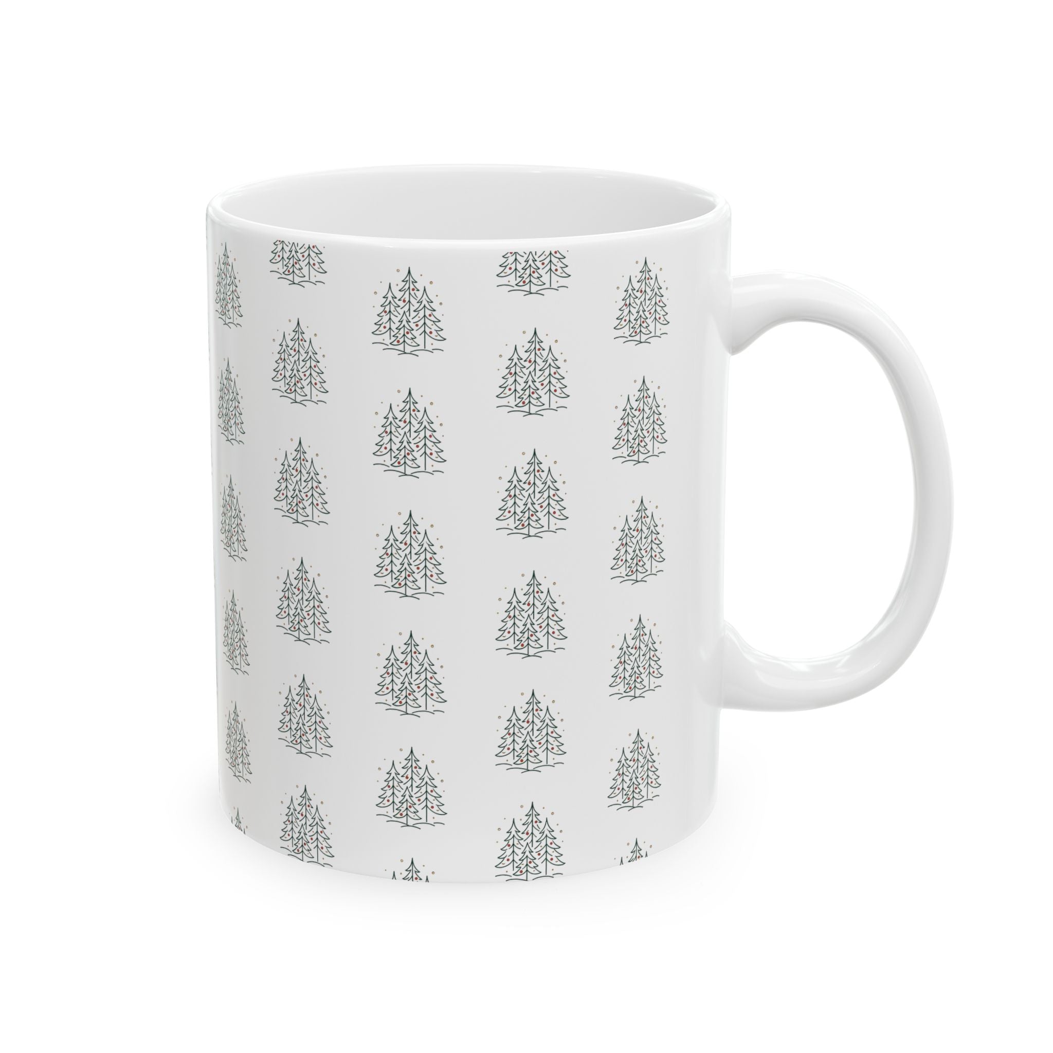 Christmas Tree Ceramic Mug – Minimal Holiday Coffee Mug (11oz & 15oz)