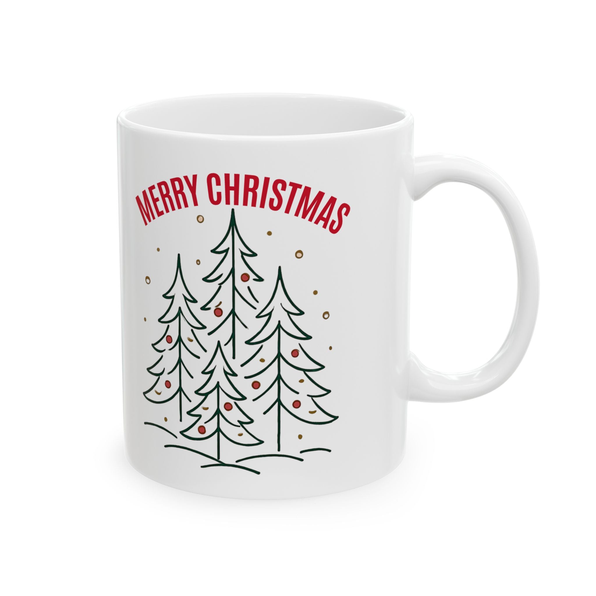 Merry Christmas Tree Ceramic Mug — Holiday 11oz & 15oz Coffee Cup