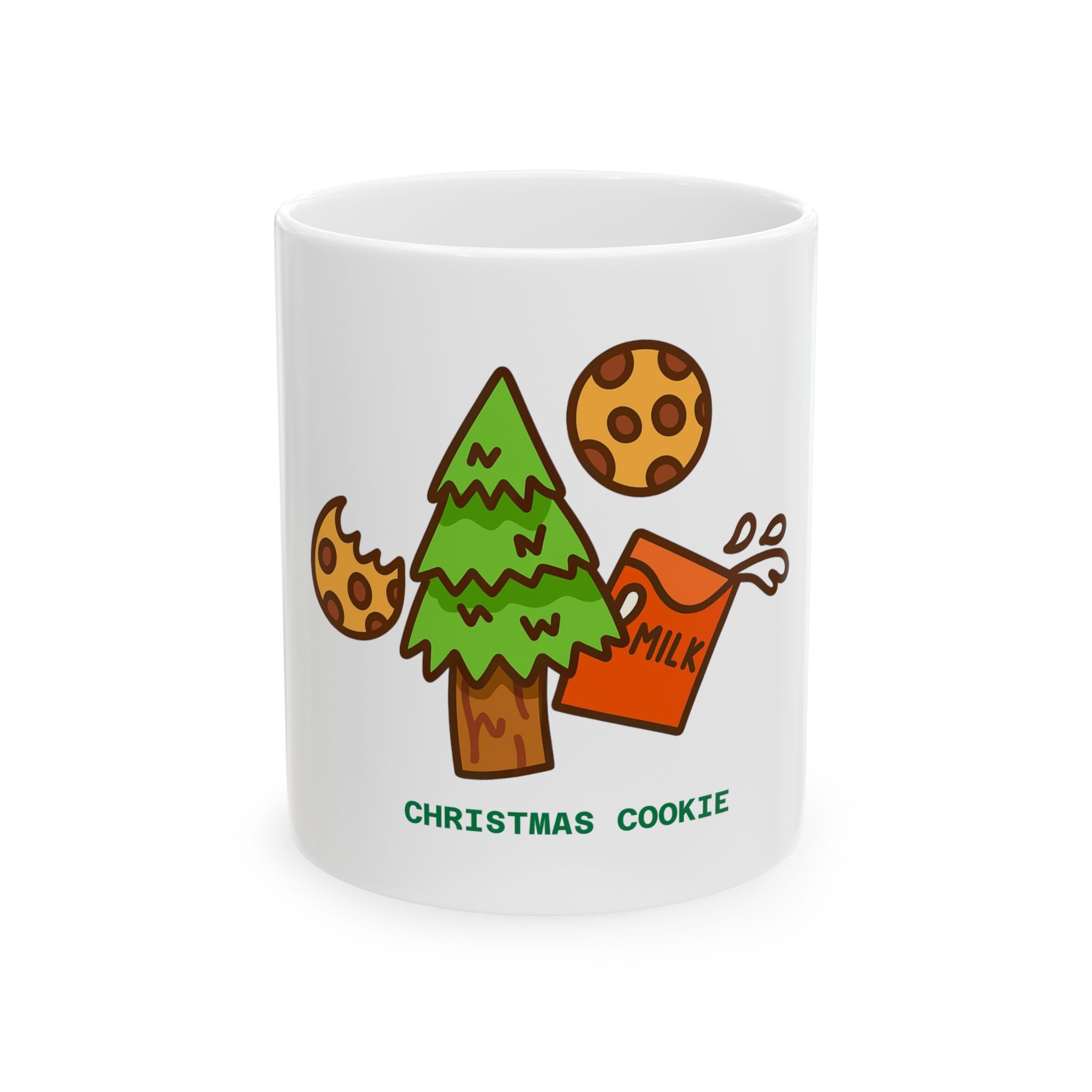 Christmas Cookie Mug — Cute Tree, Cookies & Milk Holiday Coffee Cup (11oz/15oz)