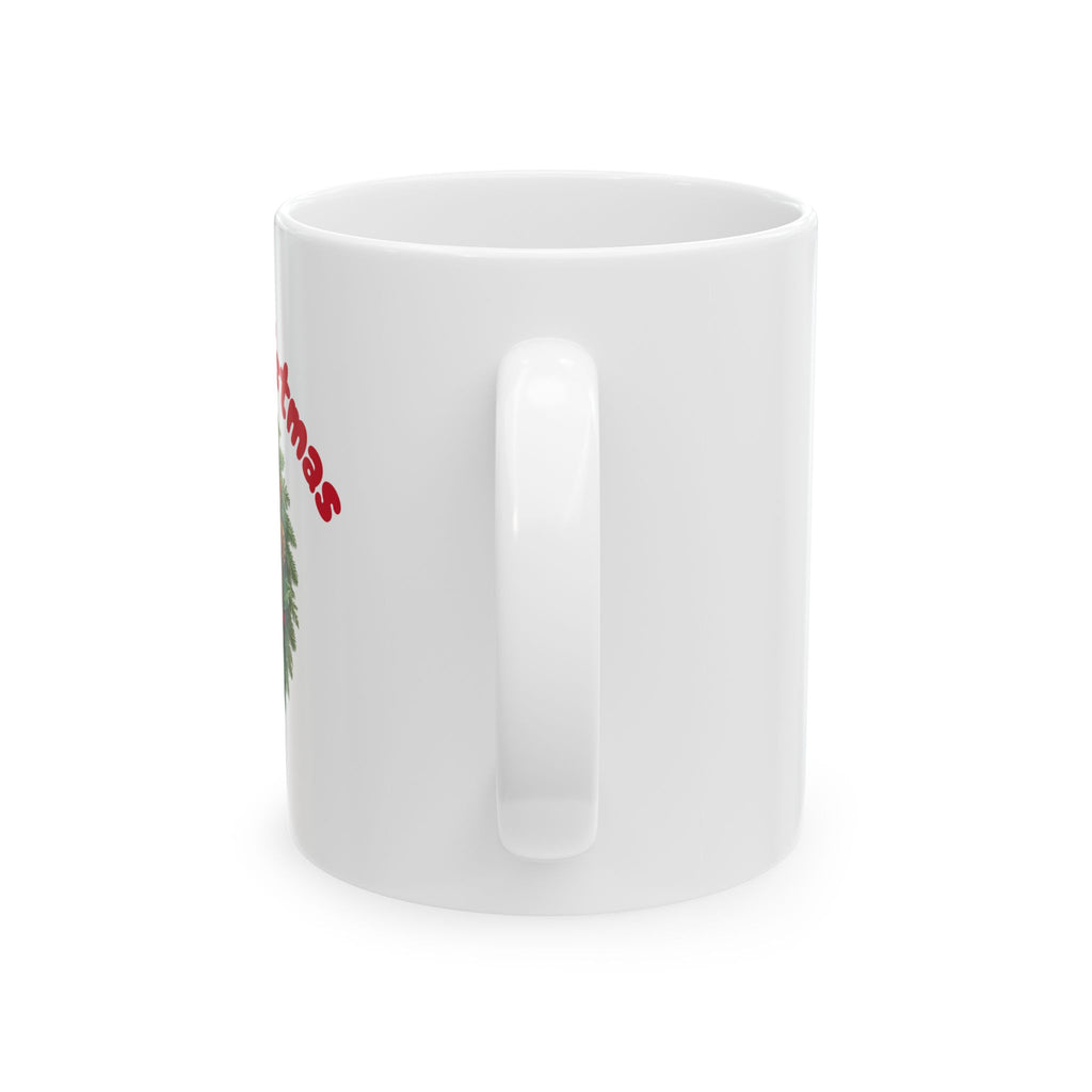 Christmas Wreath Ceramic Mug (11oz, 15oz) — Merry Christmas Holiday Coffee Cup