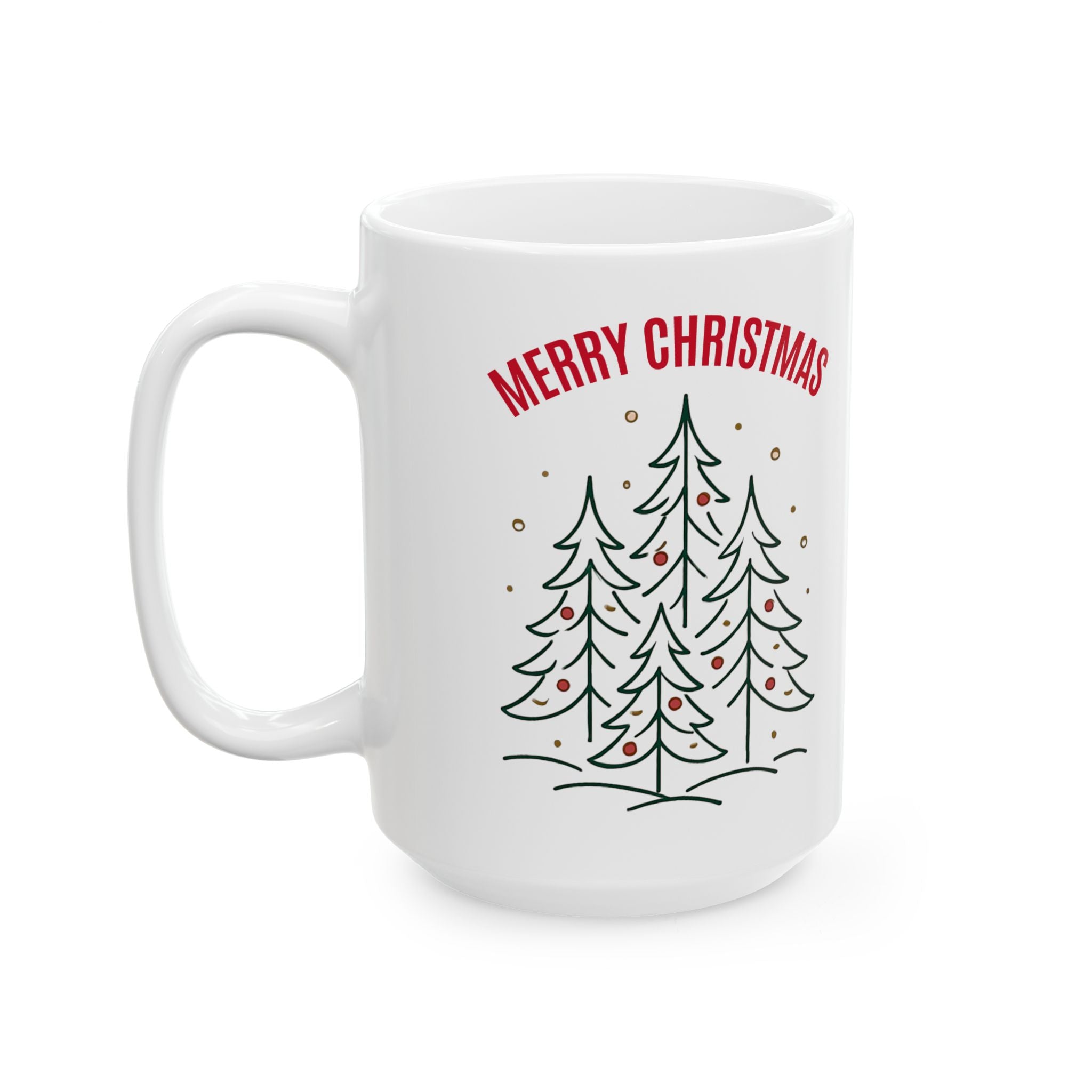 Merry Christmas Tree Ceramic Mug — Holiday 11oz & 15oz Coffee Cup