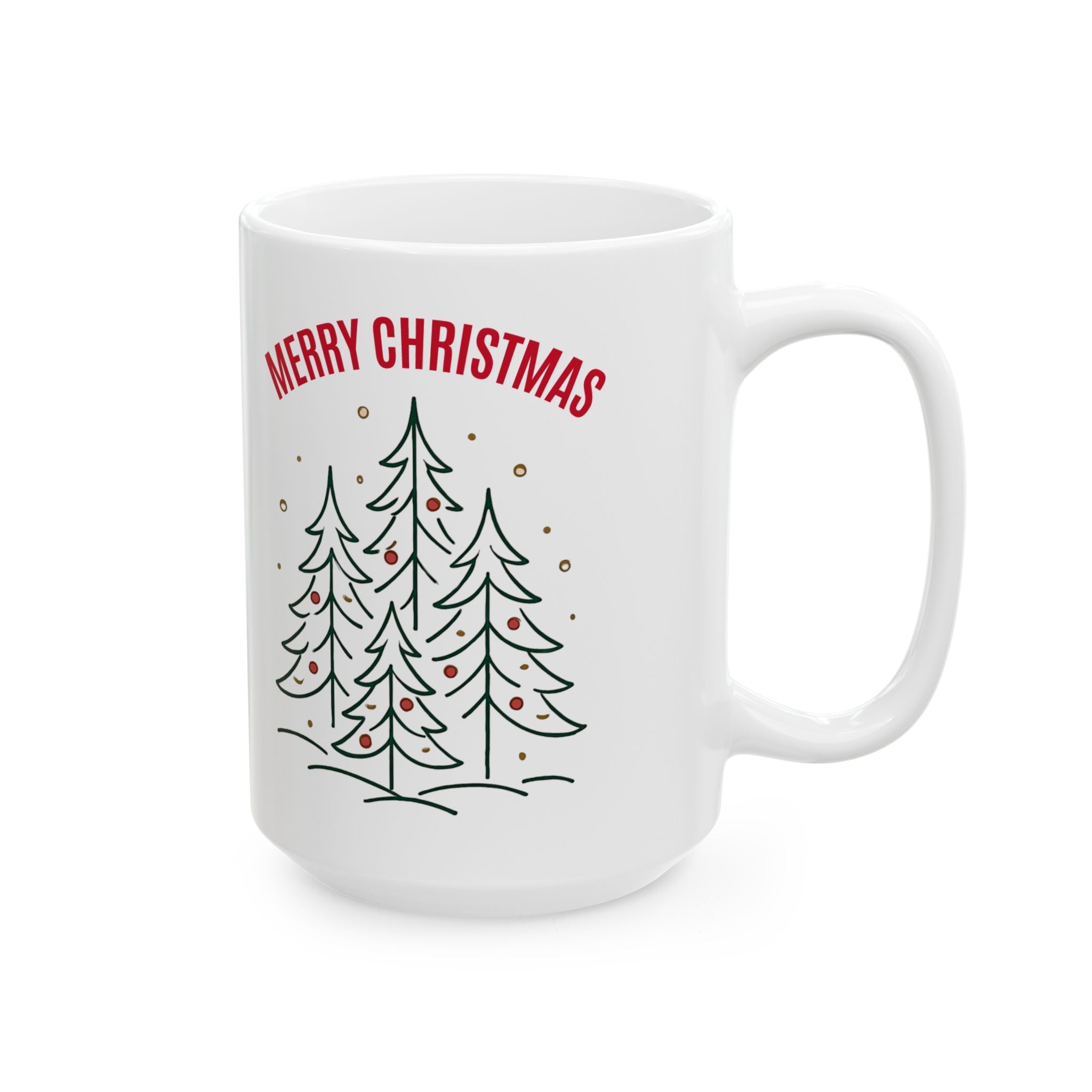 Merry Christmas Tree Ceramic Mug — Holiday 11oz & 15oz Coffee Cup