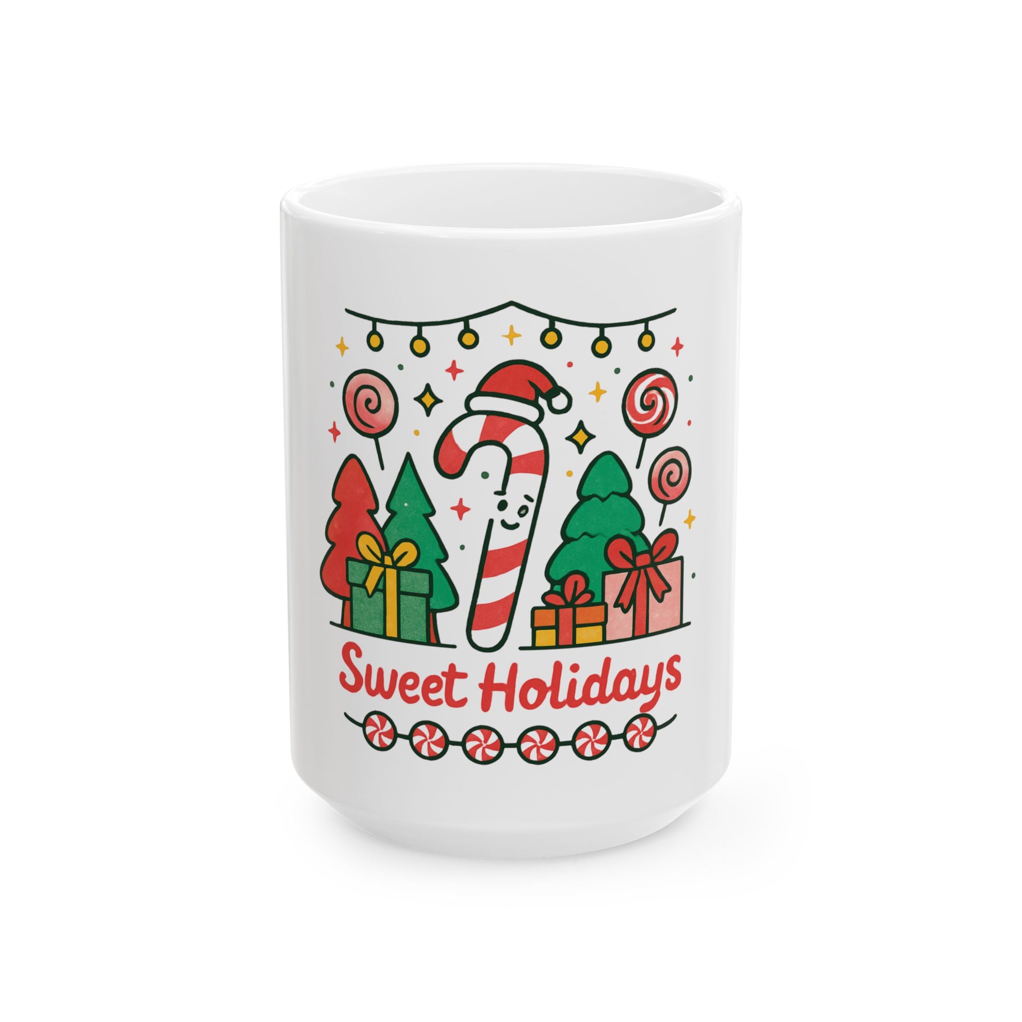 Sweet Holidays Candy Cane Mug — Cute Christmas Coffee Cup (11oz & 15oz)