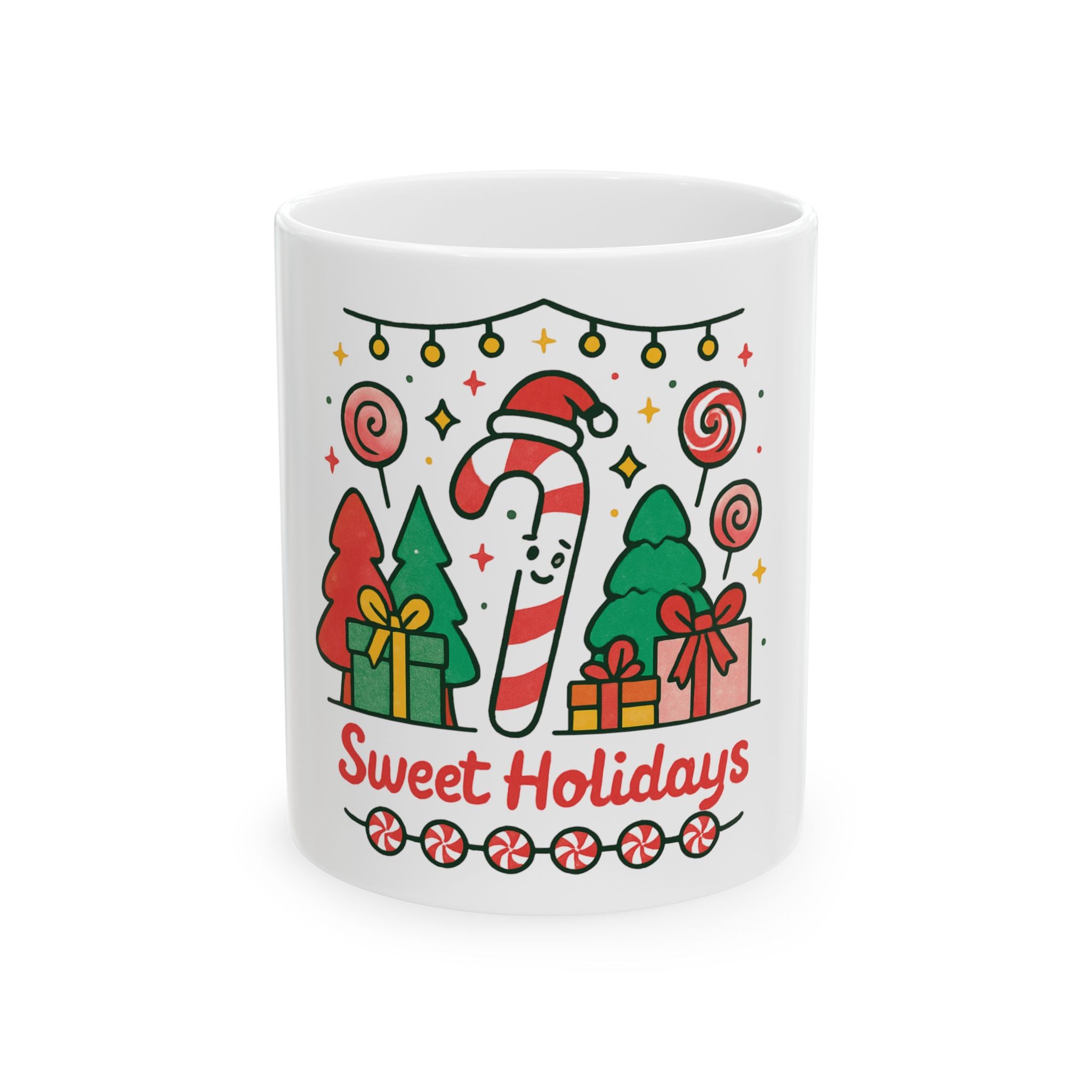 Sweet Holidays Candy Cane Mug — Cute Christmas Coffee Cup (11oz & 15oz)