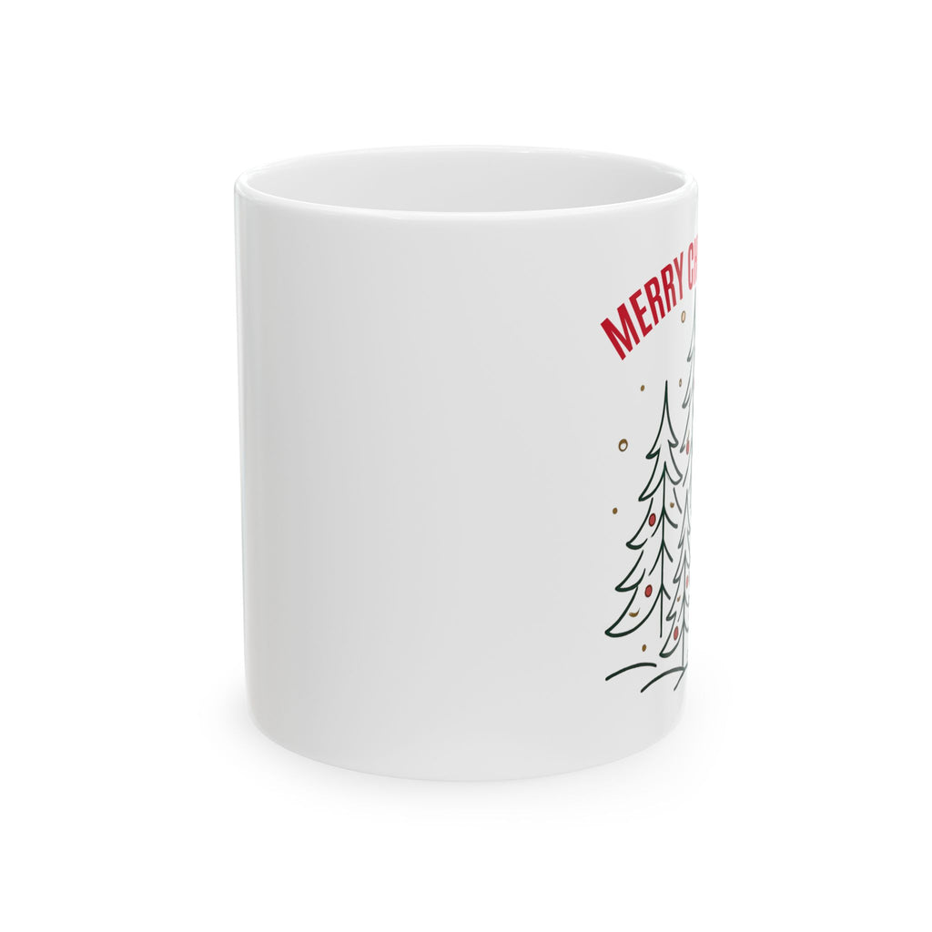 Merry Christmas Tree Ceramic Mug — Holiday 11oz & 15oz Coffee Cup